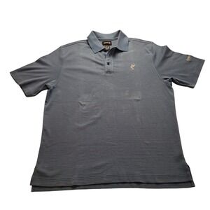 Ashworth Mens EZ Tech Pima Cotton Blend Striped Golf Polo Shirt Blue Large